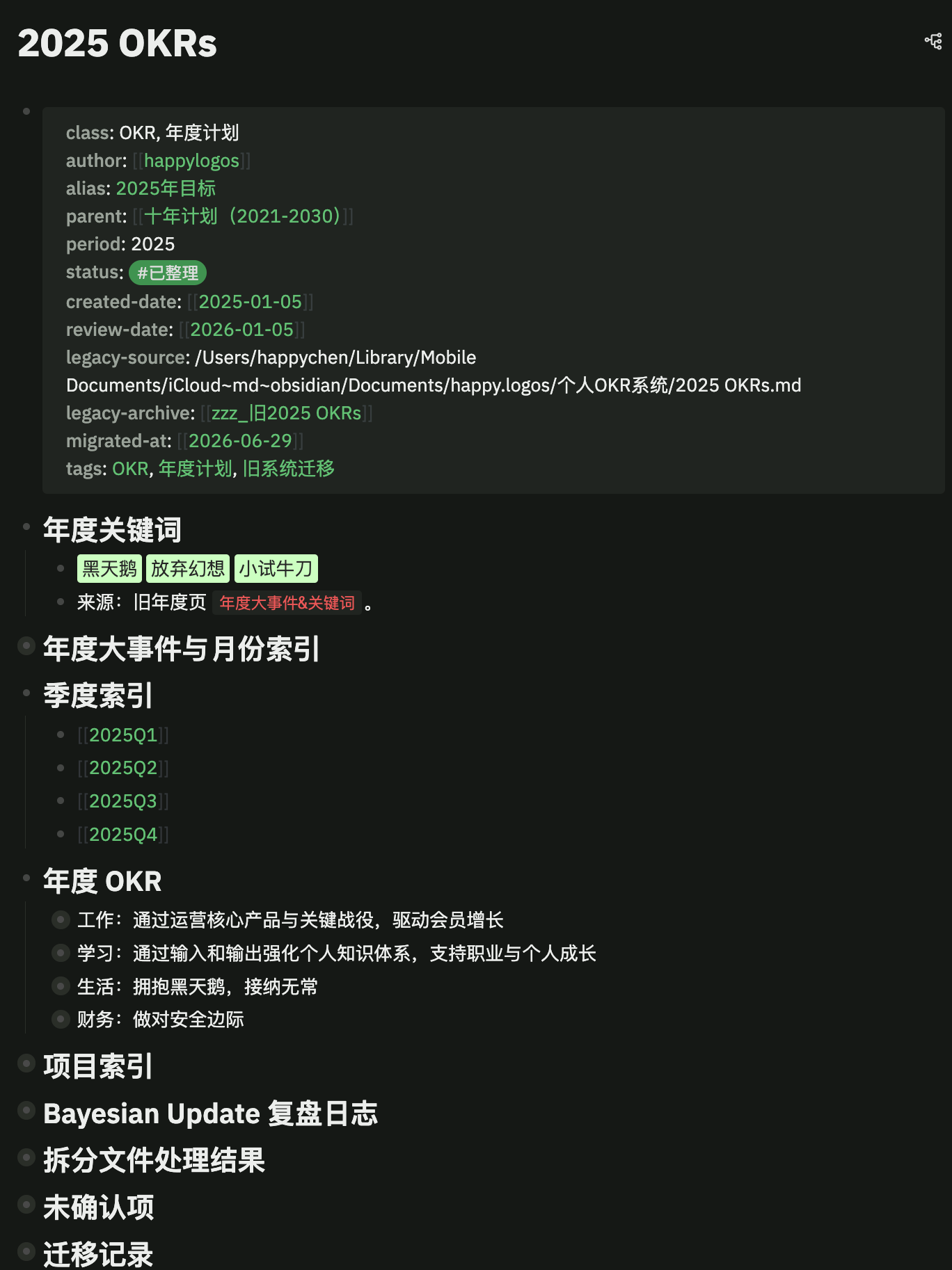 迁移后的年度 OKR